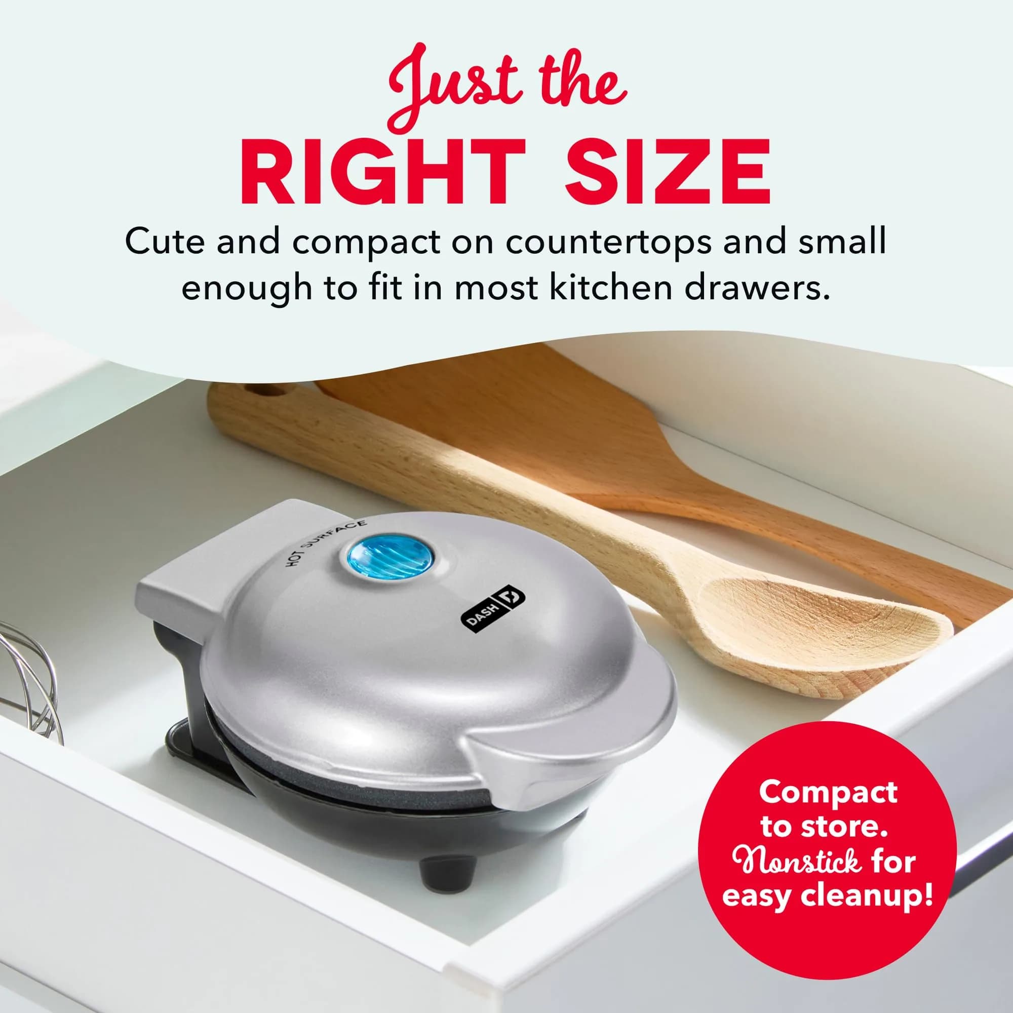 Dash Mini Waffle Maker 4-Inch Silver | Nonstick Cooking Surface for Quick Waffles - view 4