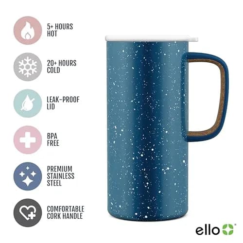 Ello Campy 18oz (532ml) Insulated Stainless Steel Travel Mug with Leak-Proof Lid | Keeps Drinks Hot for 5 Hours, Cold for 20 Hours thumbnail 3