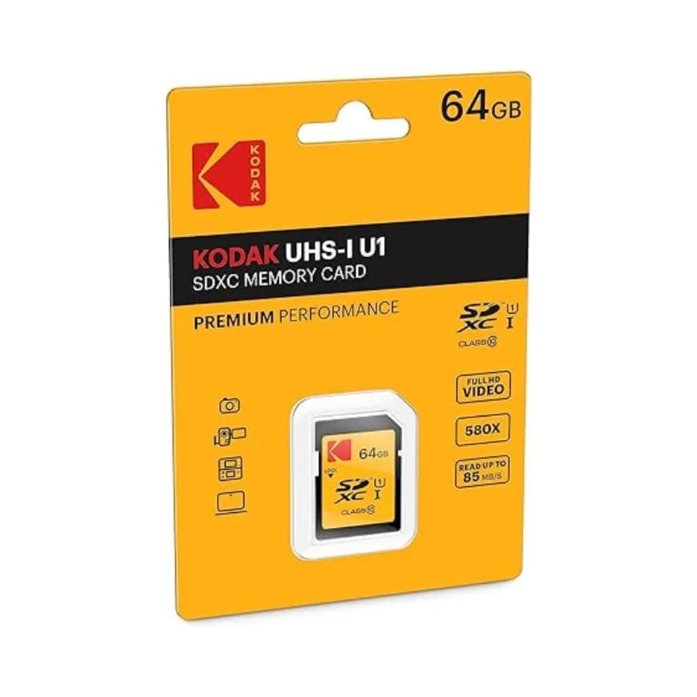 KODAK SDXC Card 64GB UHS-I U1 V10 | Up to 85MB/s Read, Full HD Video & Photos, Compatible with SDXC