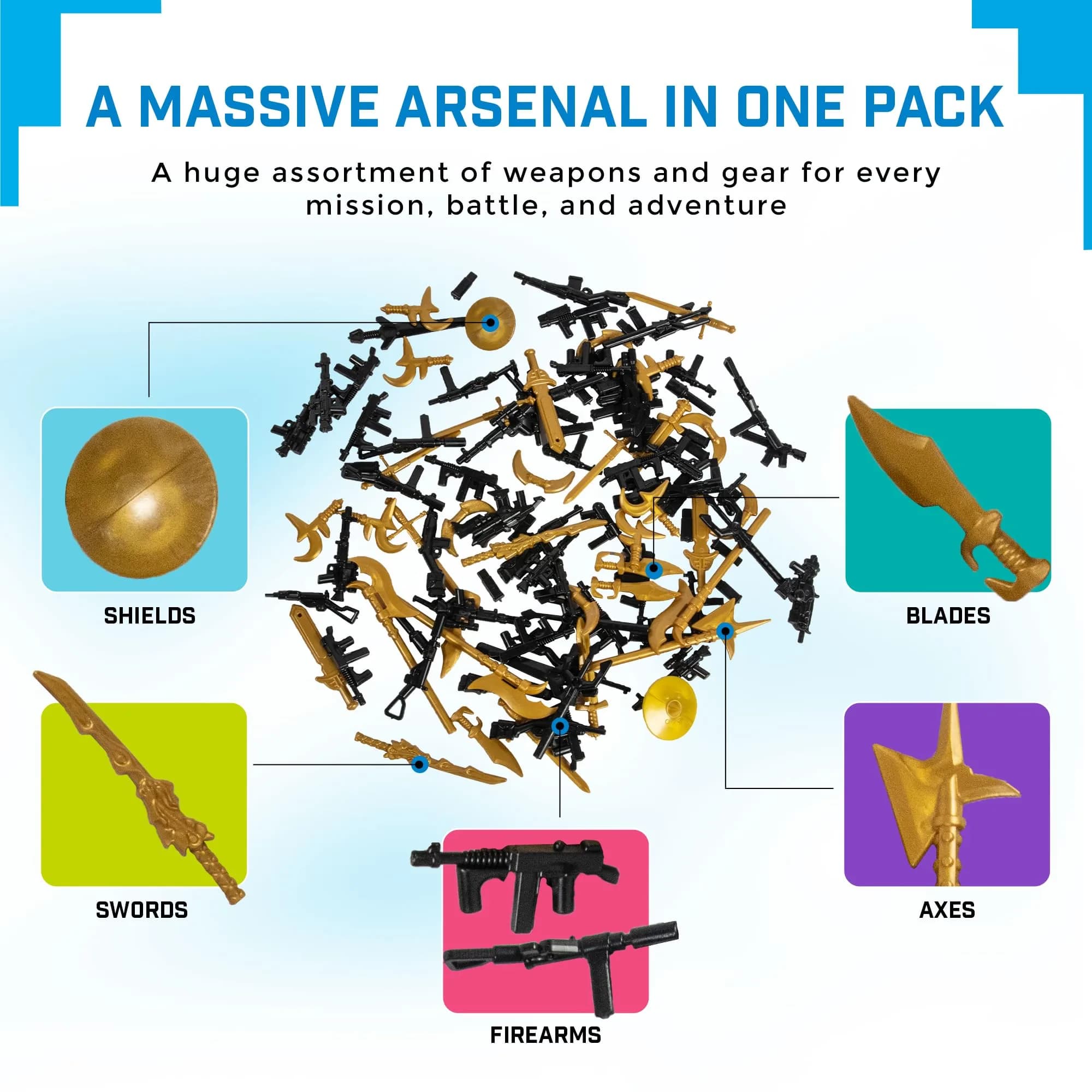 Brick Loot Weapons Pack for Boys Building Block Accessories 80pcs | Compatible with Minifigures & Major Brands - view 3
