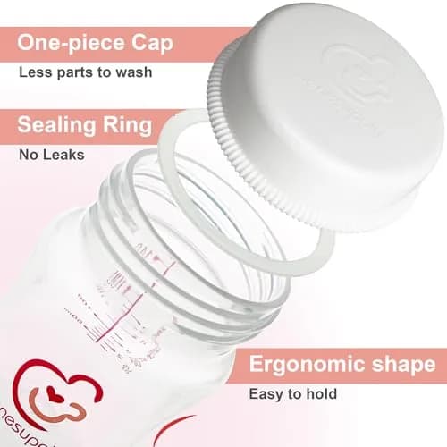 Nenesupply 9oz 4 Count Wide Neck Breastmilk Storage Bottle | Compatible with Spectra Pumps, BPA-Free, Dishwasher Safe thumbnail 2
