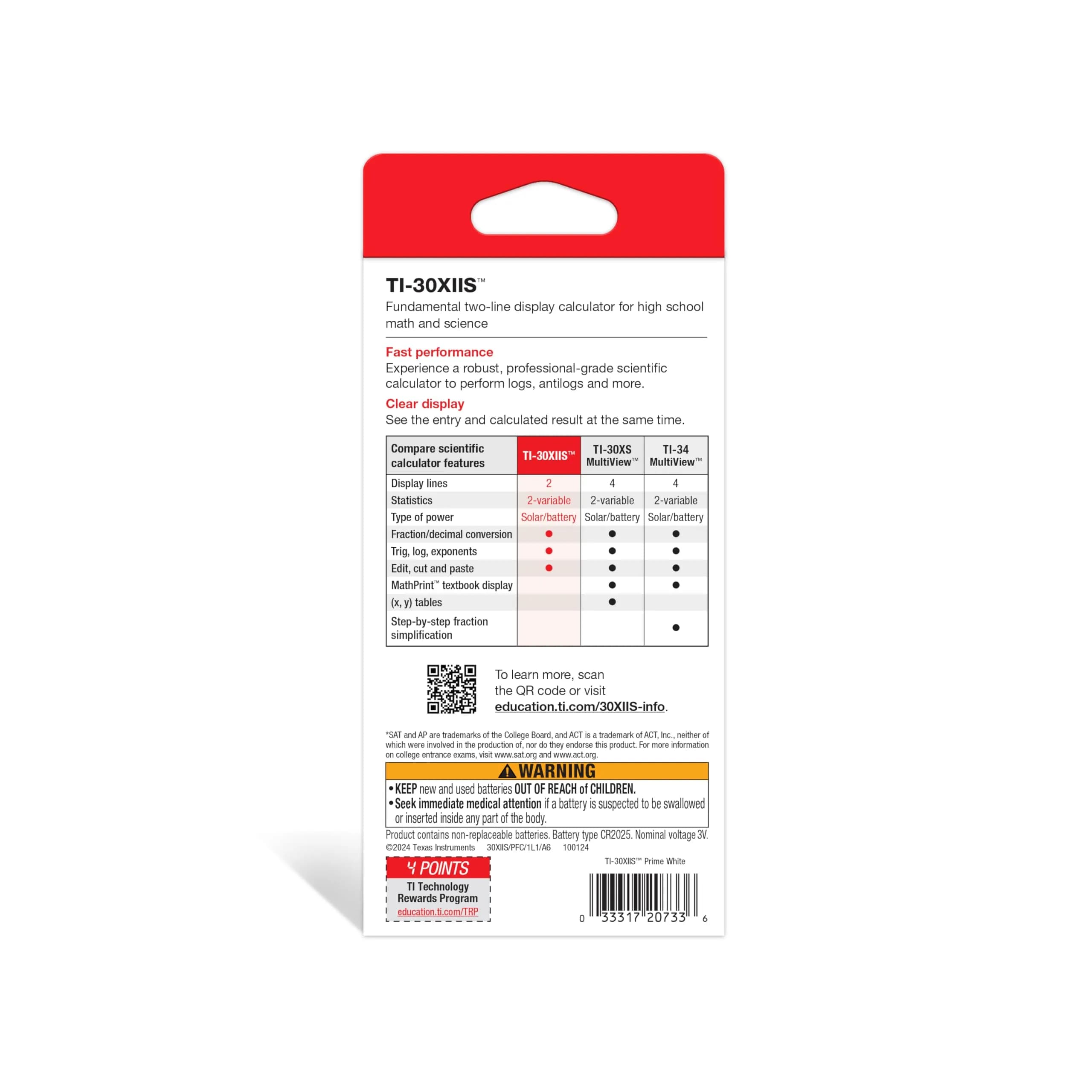 Texas Instruments TI-30XIIS Scientific Calculator White 1 Pack | Essential for High School Math & Science - view 3