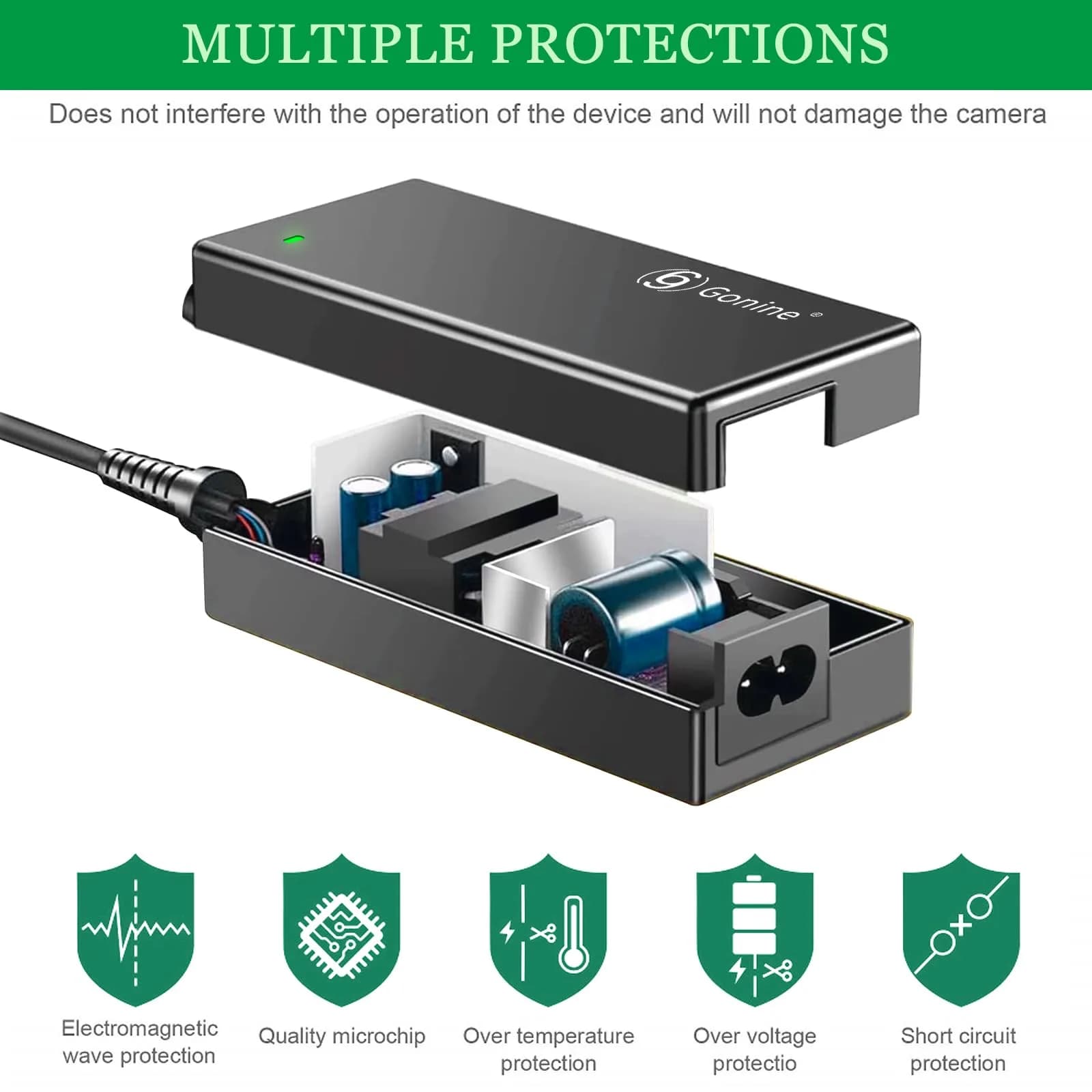 Gonin LP-E17 Dummy Battery & ACK-E18 Power Supply Kit for Canon RP, R50, R8, R10, R100, T7i, T8i, SL3 Cameras | Continuous Power for Studio & Video - view 5
