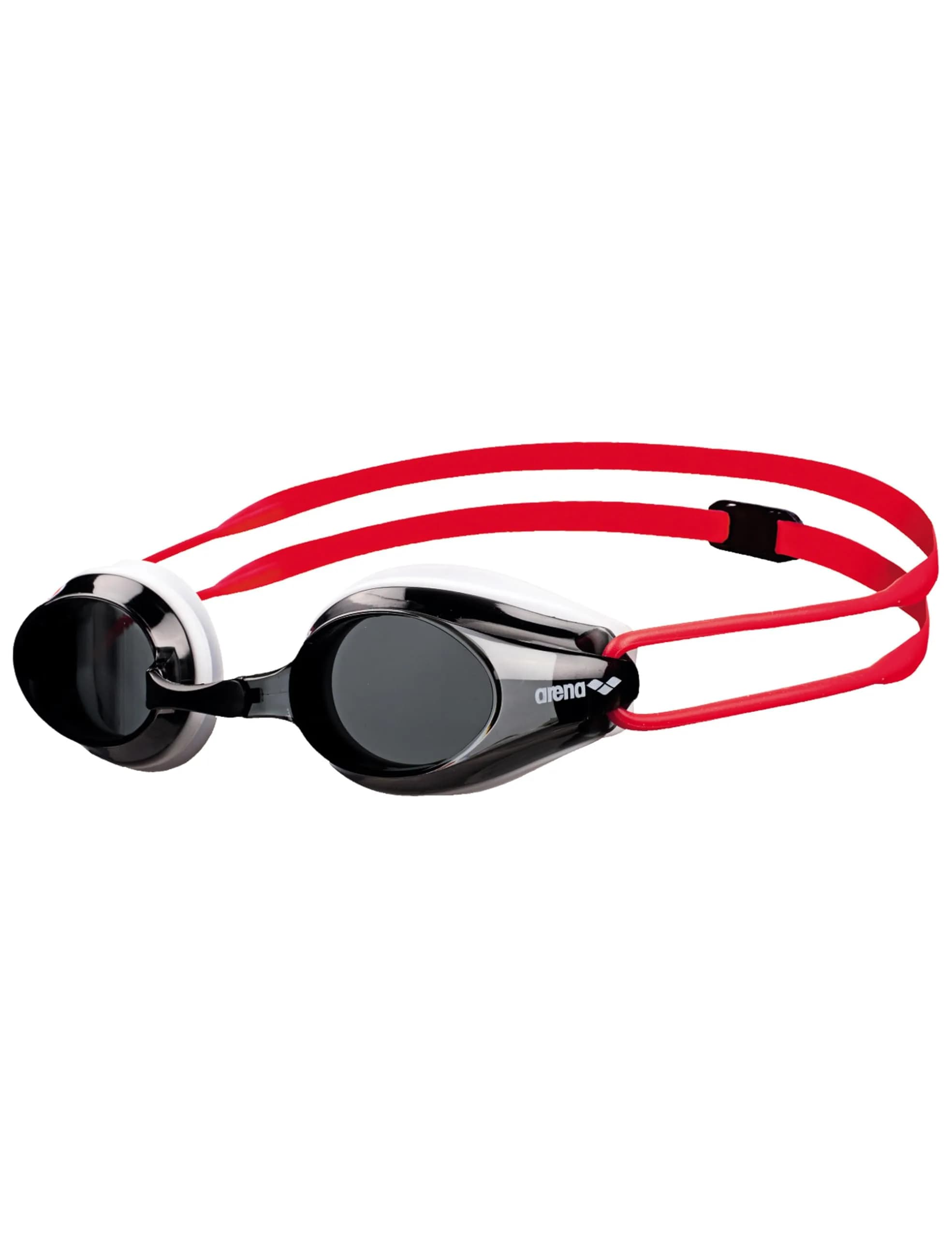 ARENA Tracks Junior Youth Racing Swim Goggles | FINA Approved Anti-Fog, Smoke/White/Red — Smoke/White/Red