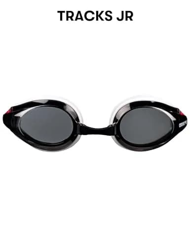 ARENA Tracks Junior Youth Racing Swim Goggles | FINA Approved Anti-Fog, Smoke/White/Red thumbnail 3