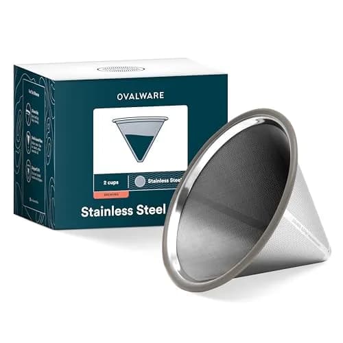 Ovalware Pour Over Coffee Filter, Stainless Steel | Reusable | 1 Count thumbnail 1