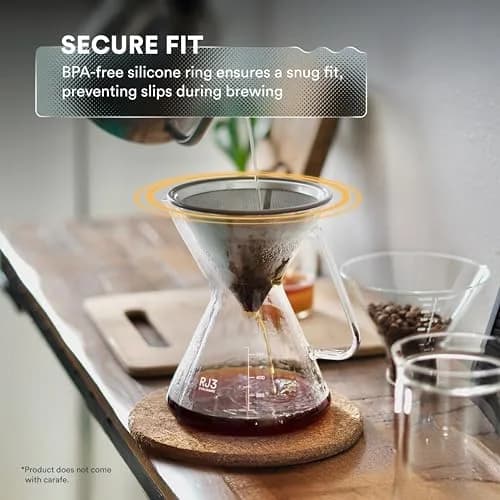Ovalware Pour Over Coffee Filter, Stainless Steel | Reusable | 1 Count thumbnail 6