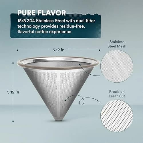 Ovalware Pour Over Coffee Filter, Stainless Steel | Reusable | 1 Count thumbnail 2