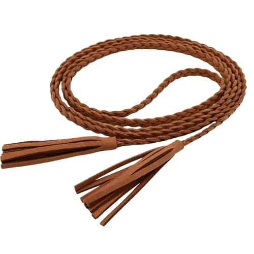 Nanxson Women's Waist Belt Woven Tassels Chain Belt Skinny Belt for Skirt Dress PDW0042 | Classic Slim Leather Belt for Women thumbnail 2