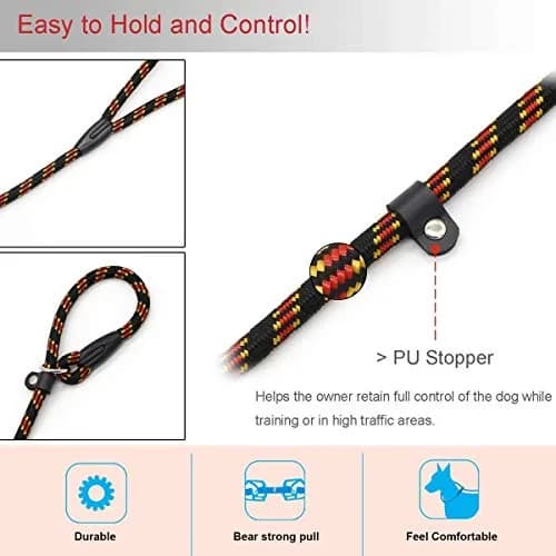 Coolrunner Dog Slip Rope Leash 5 FT | Adjustable Nylon Training Lead for 10-80 lb Dogs thumbnail 3