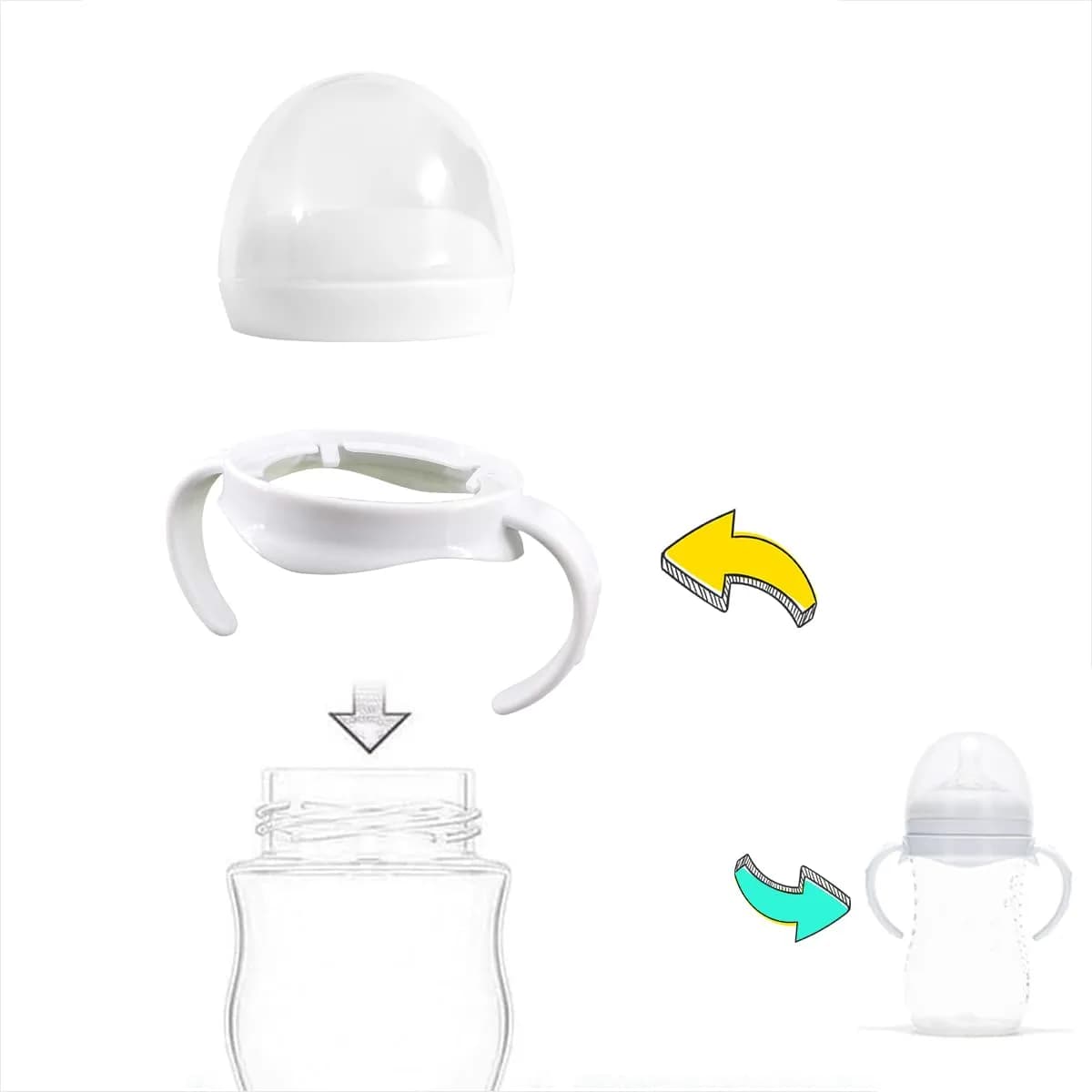 ROMIRUS Baby Bottle Handles for Philips Avent Natural Baby Bottle (Set of 4, White) | Encourages Independent Drinking - view 3