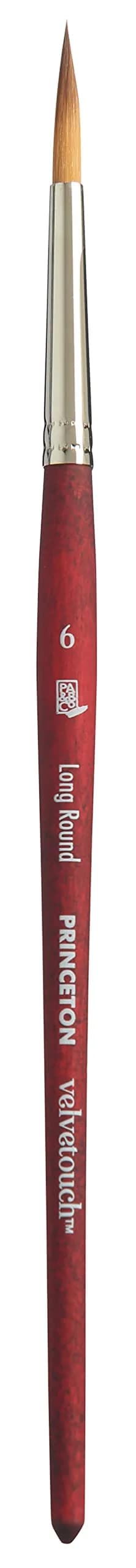 Princeton Velvetouch Series 3950 Fan Paint Brush 0.25cm (0.1 inch) | Precision Detail for Acrylic, Oil, Watercolor — Scarlet / Size 6