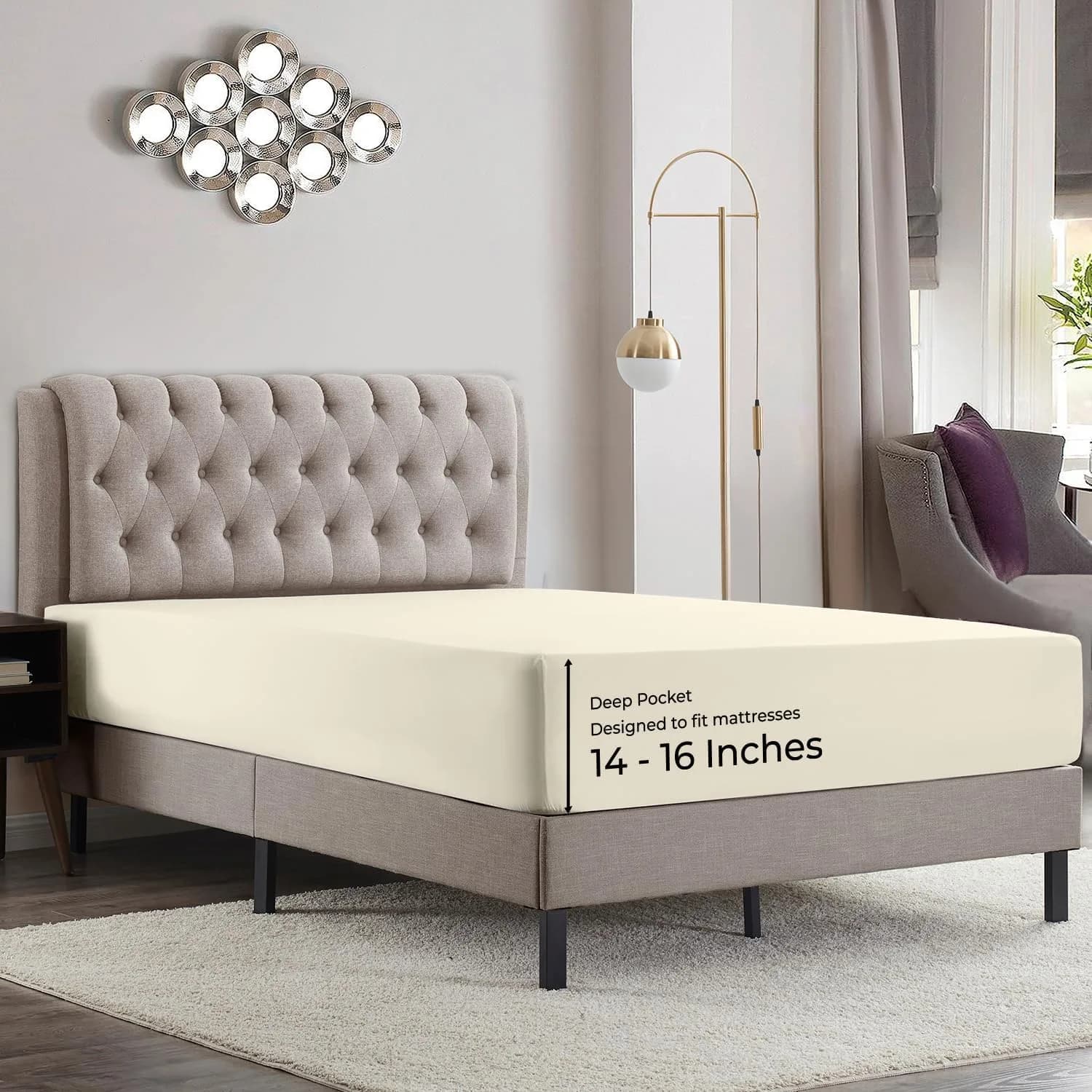 Empyrean Bedding King Fitted Sheet 156cm x 203cm (78" x 80") | Deep Pocket 40cm (16") for 14-16" Mattresses
