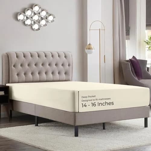 Empyrean Bedding King Fitted Sheet 156cm x 203cm (78" x 80") | Deep Pocket 40cm (16") for 14-16" Mattresses thumbnail 1