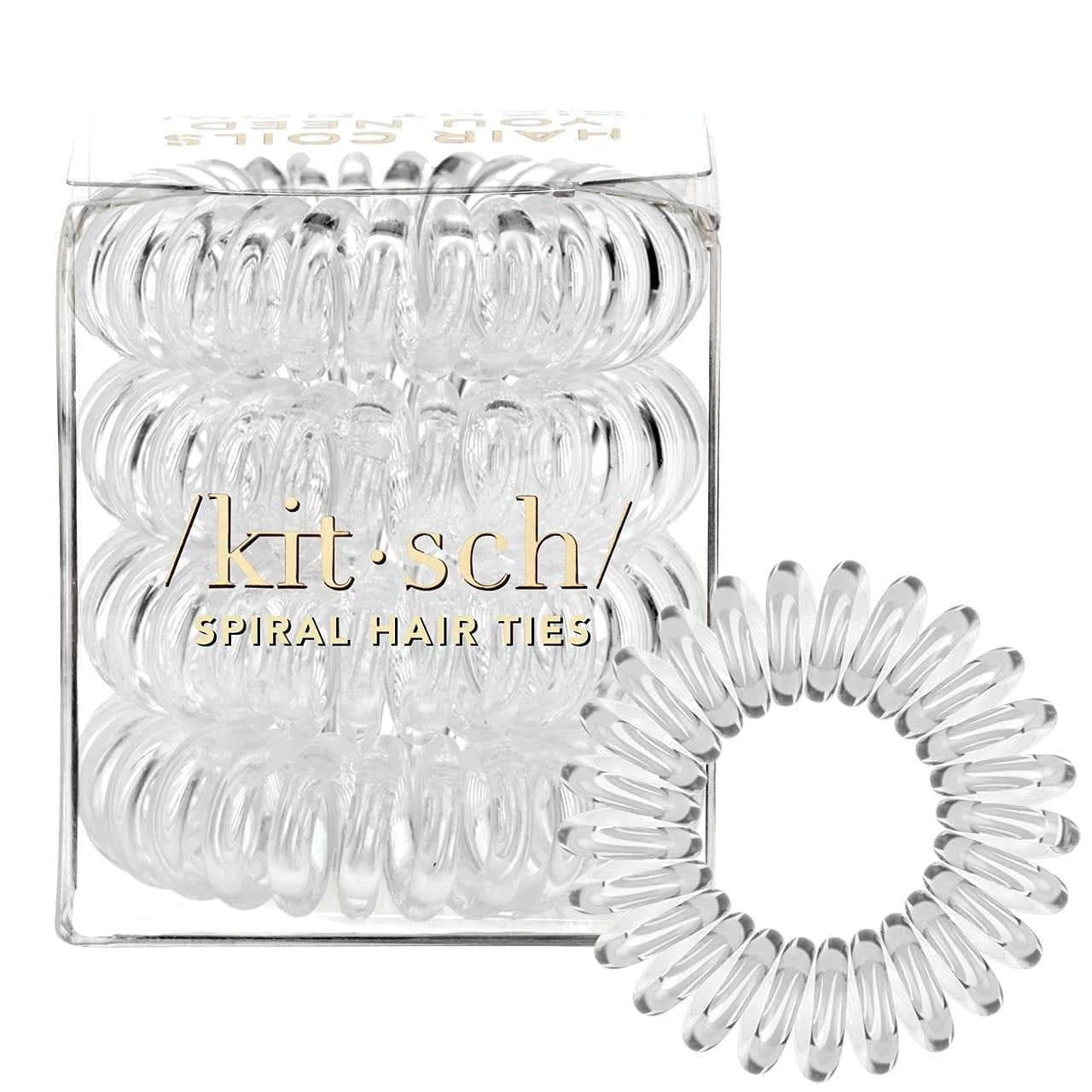 Kitsch Spiral Hair Ties for Women - Durable Hair Accessories - Clear, 4pcs | No Damage, Creaseless, Water-Resistant