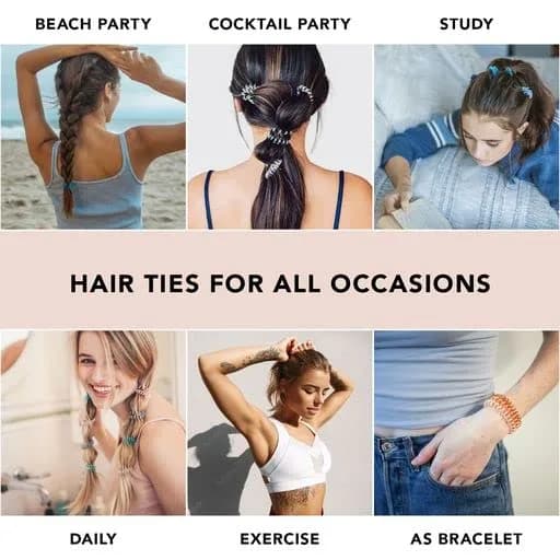 Kitsch Spiral Hair Ties for Women - Durable Hair Accessories - Clear, 4pcs | No Damage, Creaseless, Water-Resistant thumbnail 10