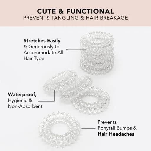 Kitsch Spiral Hair Ties for Women - Durable Hair Accessories - Clear, 4pcs | No Damage, Creaseless, Water-Resistant thumbnail 5