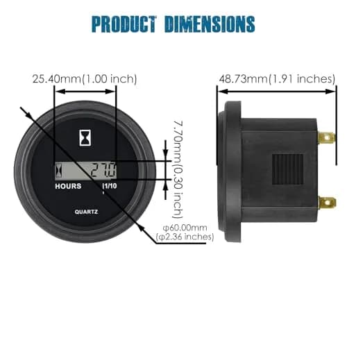 Runleader LCD Hour Meter 4.5-90V DC with Data Storage & IP65 Waterproofing | Tracks Runtime for Engines thumbnail 7
