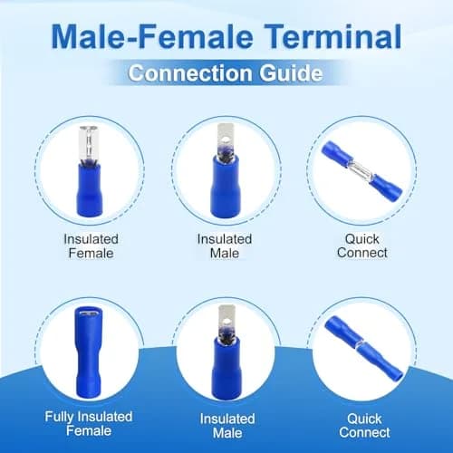 Baomain 1/4" Male Spade Terminals 16-14 AWG (100-Pack) | Secure Crimp Connectors for Electrical Wiring thumbnail 5