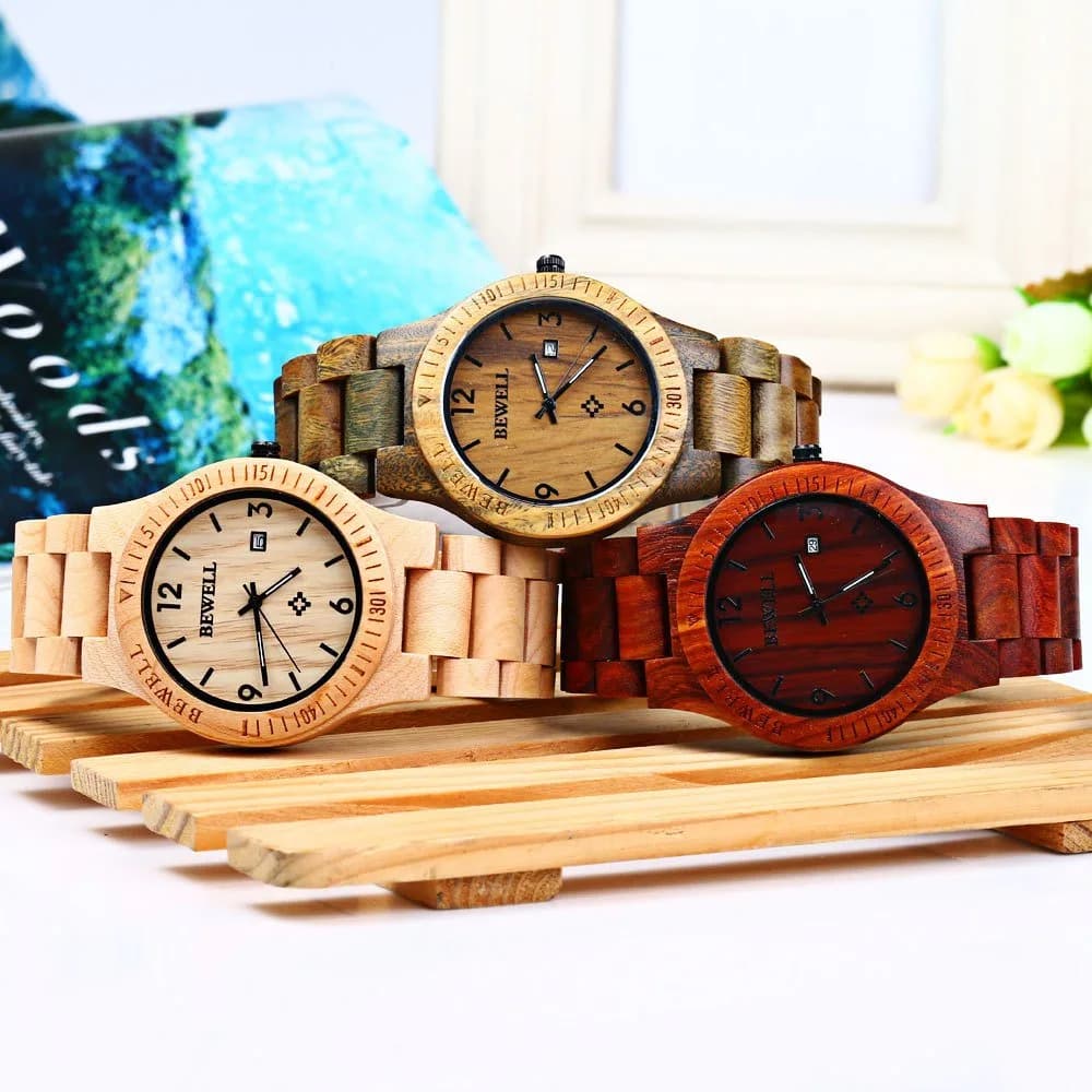BEWELL ZS-W086B Wooden Watch 4.2cm (1.65 inches) | Japanese Quartz Movement with Date Display - view 5