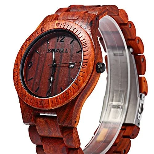BEWELL ZS-W086B Wooden Watch 4.2cm (1.65 inches) | Japanese Quartz Movement with Date Display thumbnail 3