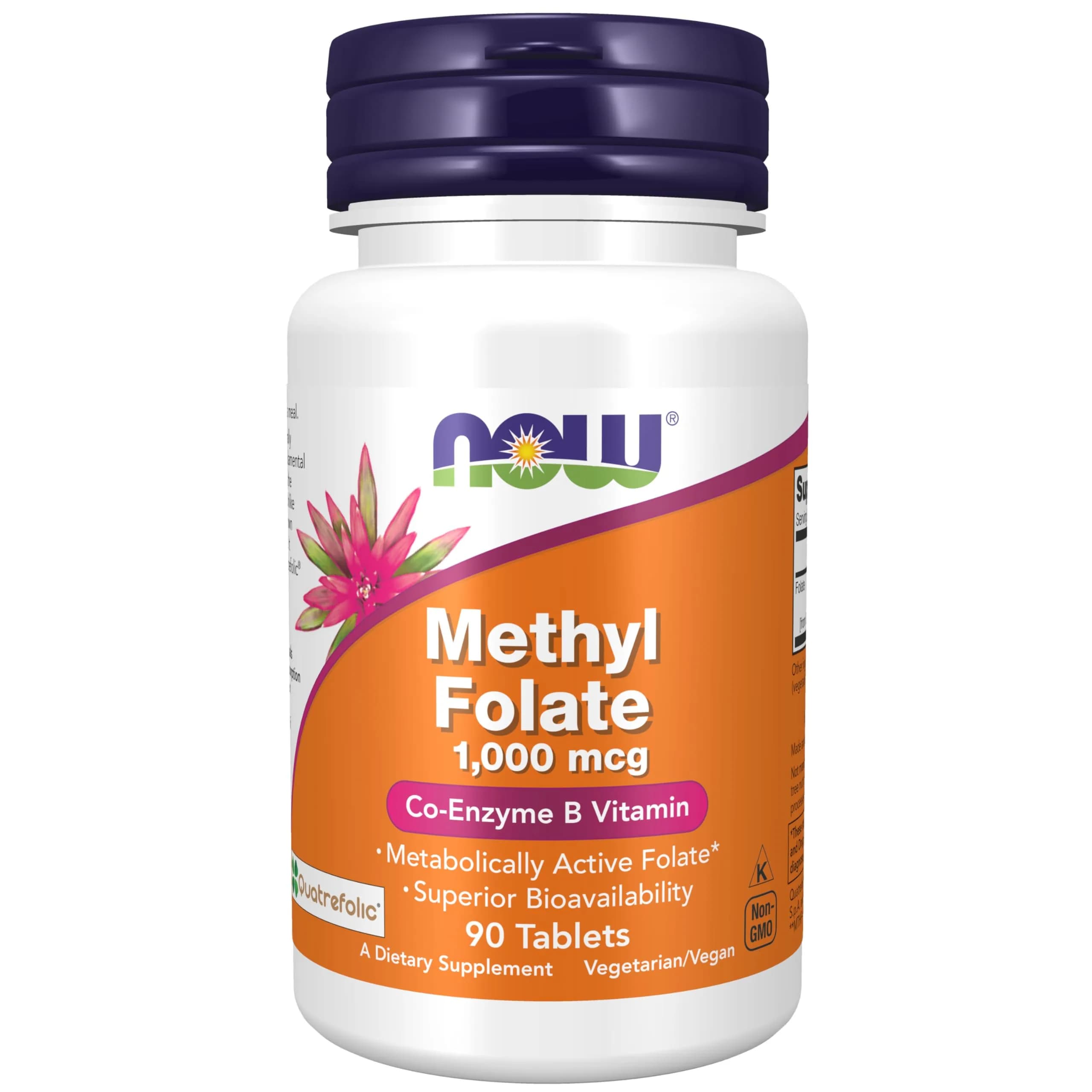 NOW Methyl Folate 1000 mcg | Bioavailable Co-Enzyme B Vitamin, 90 Tabs — Cream