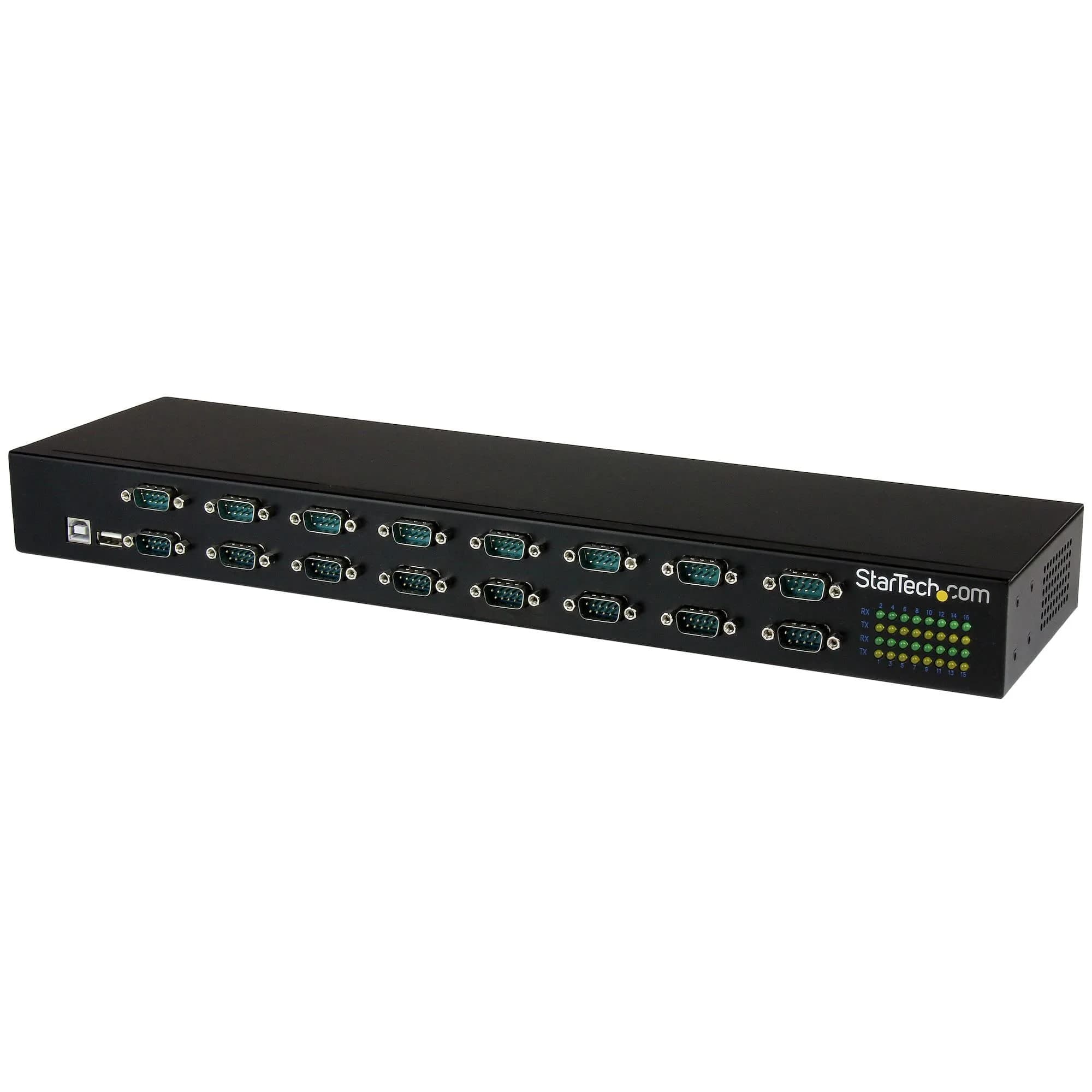 StarTech USB to Serial Hub, 16-Port, USB to RS232 Hub, TAA (ICUSB23216FD) | 16 RS232 Ports, Rugged Metal Chassis, Daisy Chain Support