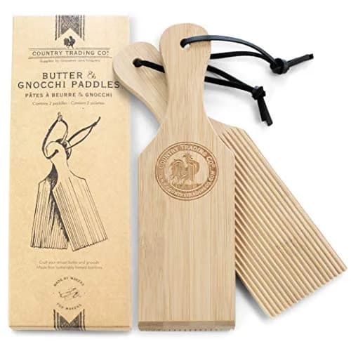 Country Trading Co. Gnocchi Boards & Wooden Butter Paddles | Handmade Pasta & Butter Makers - 9.5 inches thumbnail 1