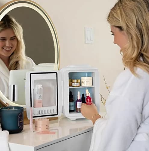Cooluli White 4L Mini Fridge & Warmer 4.2 Quarts (3.8L) | ETL Certified Portable Electric Cooler & Warmer for Skincare, Drinks, & Makeup thumbnail 2
