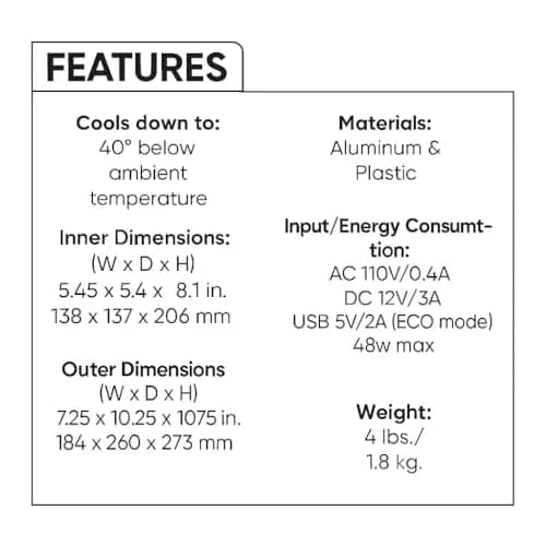 Cooluli Classic 4L Mini Fridge & Warmer Blue | 4 Liters (0.14 cu ft) - AC/DC/USB Powered thumbnail 3