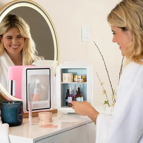 Cooluli Classic 4L Mini Fridge Cooler & Warmer Pink | 1.89L (0.14 cu ft) Compact Electric Plug-In thumbnail 3