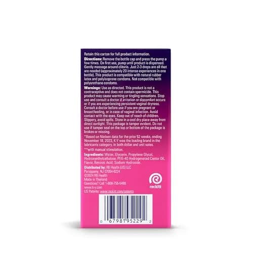 K-Y Intense Pleasure Gel 0.34 fl oz (10 ml) | Tingling Cooling & Warming Arousal Stimulant thumbnail 8