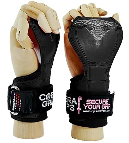 Cobra Grips Weight Lifting Gloves with Built-in Wrist Wraps (FIT Black Rubber, 4.25-7.0" Wrist) | All-in-One Grip Pad, Strap & Hook Alternative thumbnail 1