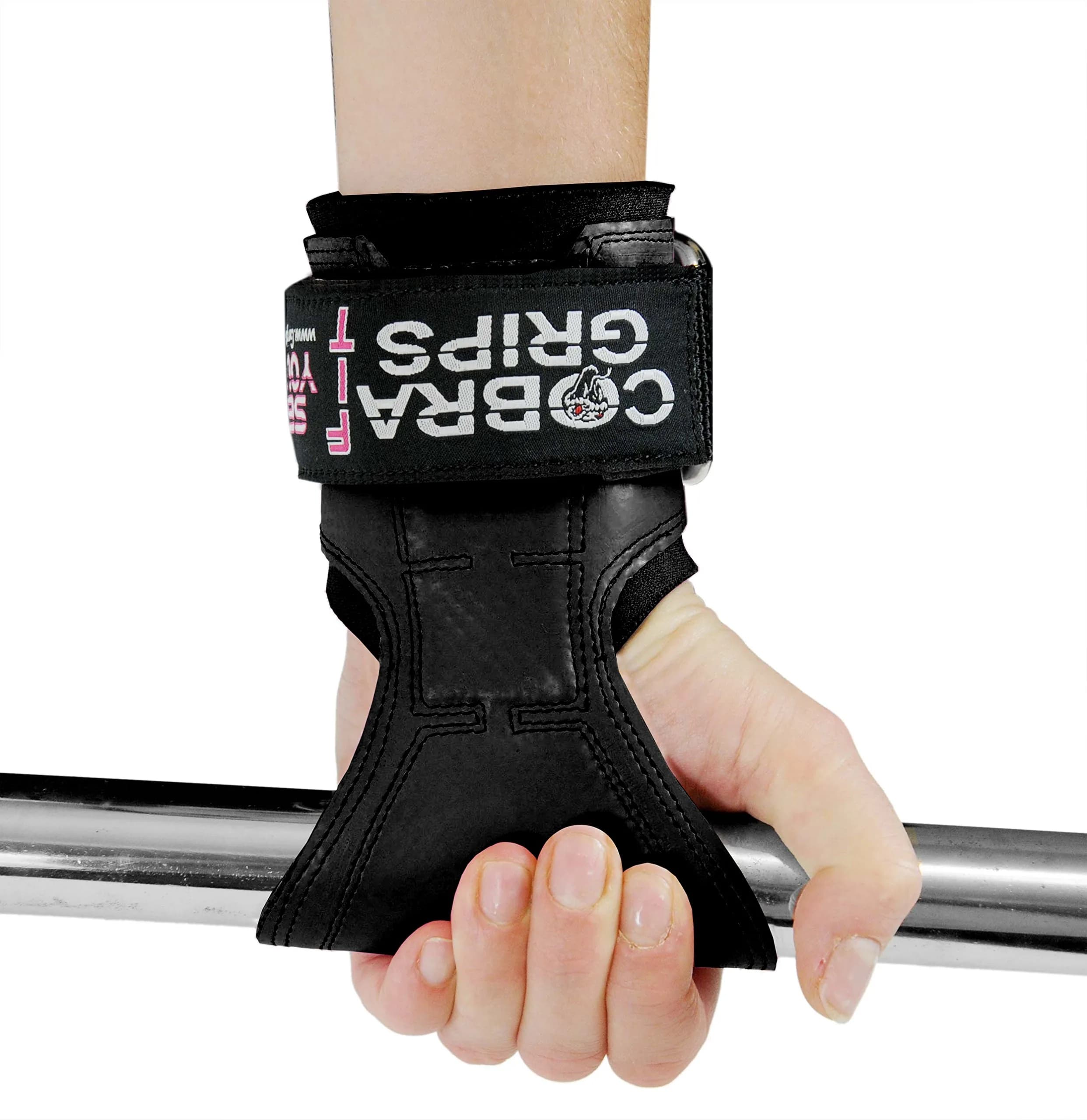 Cobra Grips Weight Lifting Gloves with Built-in Wrist Wraps (FIT Black Rubber, 4.25-7.0" Wrist) | All-in-One Grip Pad, Strap & Hook Alternative - view 4