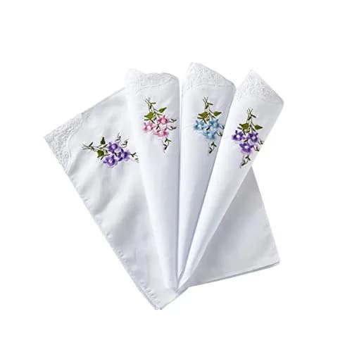 RDS HANKYTEX Cotton Embroidery Ladies' Handkerchiefs Lace Set of 6 (11 inch / 27.94 cm) thumbnail 1
