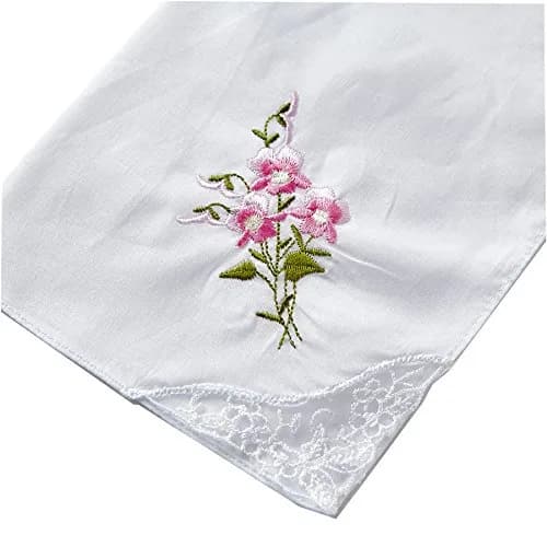RDS HANKYTEX Cotton Embroidery Ladies' Handkerchiefs Lace Set of 6 (11 inch / 27.94 cm) thumbnail 4