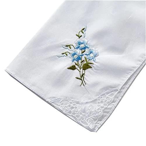 RDS HANKYTEX Cotton Embroidery Ladies' Handkerchiefs Lace Set of 6 (11 inch / 27.94 cm) thumbnail 3