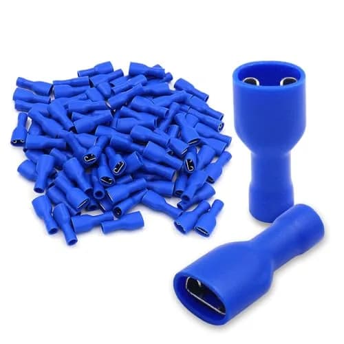 Baomain Fully Insulated Female Spade Terminals 16-14 AWG (100-Pack, Blue) | Secure Wire Connections for 6.3mm Male Terminals thumbnail 1