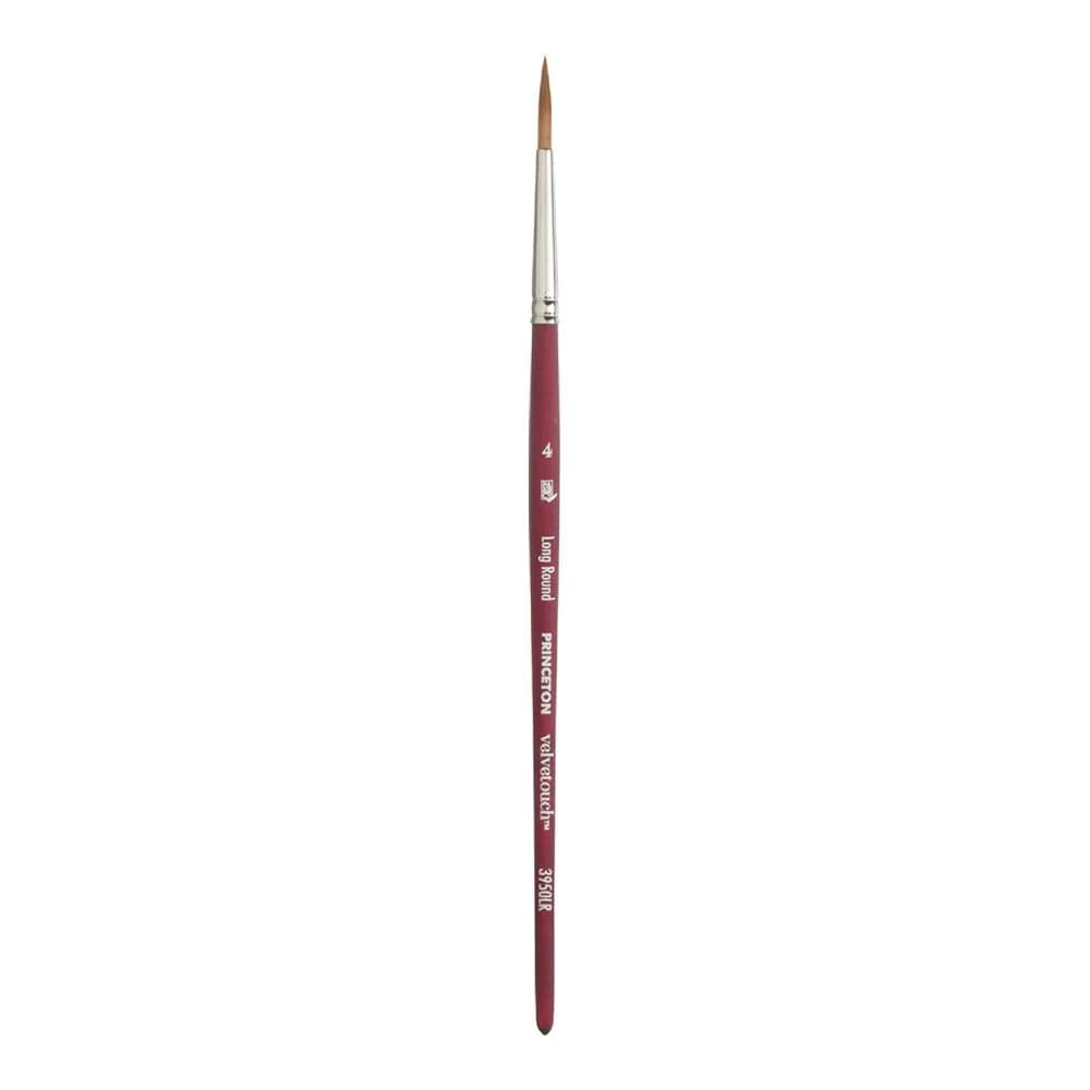 Princeton Velvetouch Series 3950 Fan Paint Brush 0.25cm (0.1 inch) | Precision Detail for Acrylic, Oil, Watercolor — Scarlet / Size 4