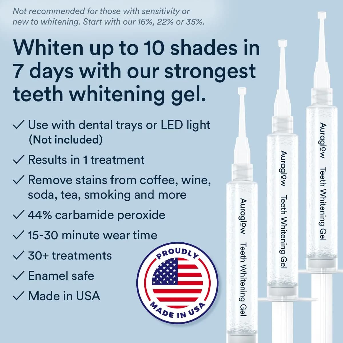 AURAGLOW 44% Teeth Whitening Gel 15mL (0.5 Fl Oz) | Dentist Strength Carbamide Peroxide - view 2