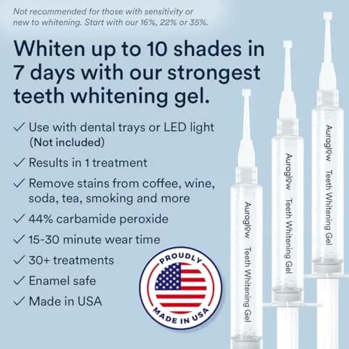AURAGLOW 44% Teeth Whitening Gel 15mL (0.5 Fl Oz) | Dentist Strength Carbamide Peroxide thumbnail 2
