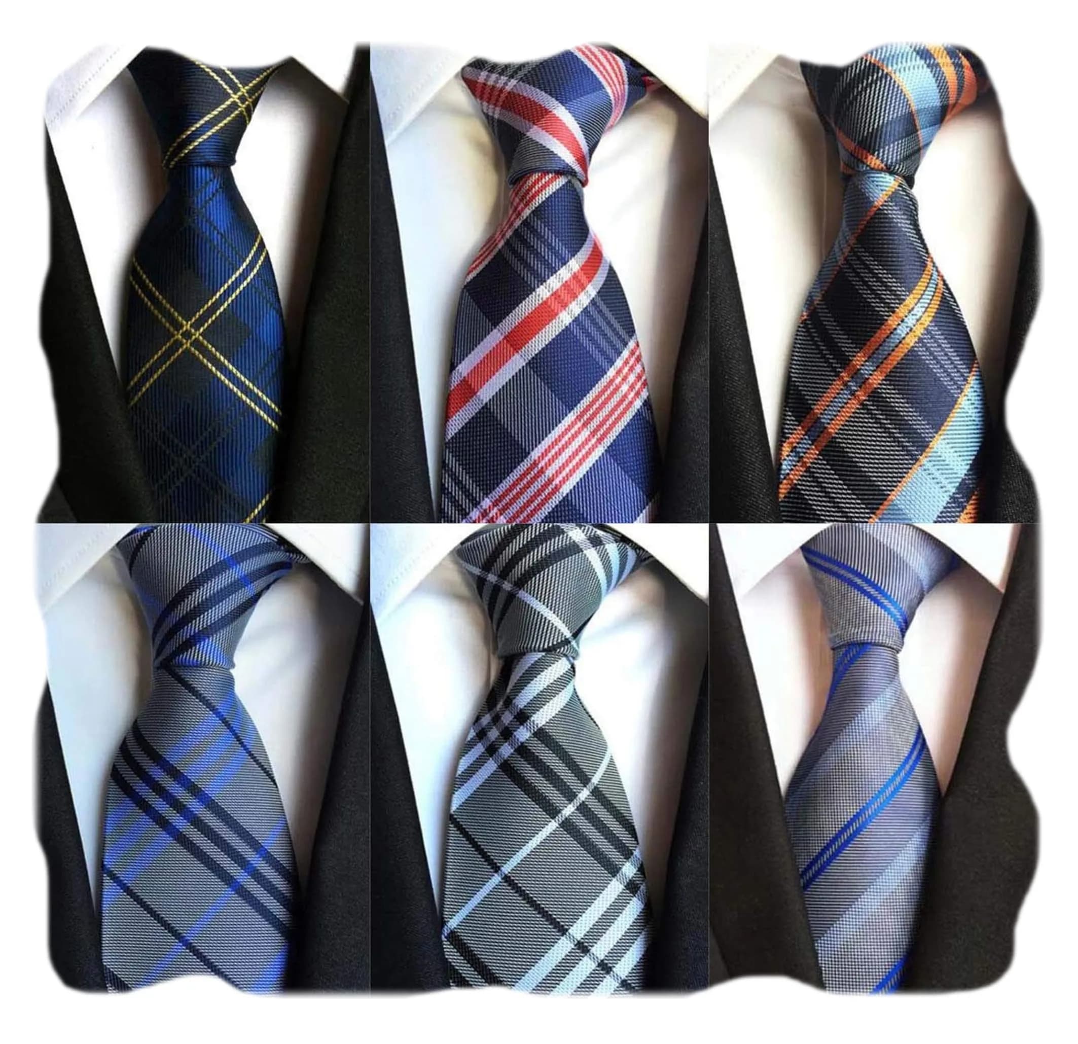 WeiShang Classic Men's Woven Jacquard Necktie Set of 6 | Elegant Formal & Party Wear (146cm x 8cm)