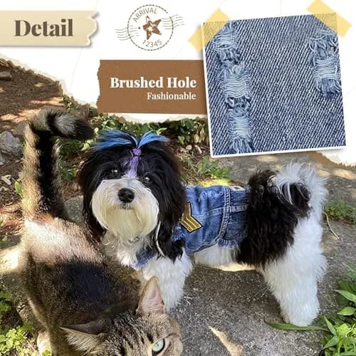 DOGGYZSTYLE Cool Dog Jean Jacket Small Puppy Outfit Blue Print M | Stylish & Comfortable thumbnail 4