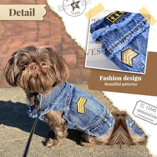 DOGGYZSTYLE Cool Dog Jean Jacket Small XL | Stylish Denim Coat for Small Dogs & Cats thumbnail 2
