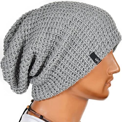 FORBUSITE Slouchy Oversized Beanie Knit Cap Light Gray | Loose Fit, Dual Layer, All-Season Wear thumbnail 3