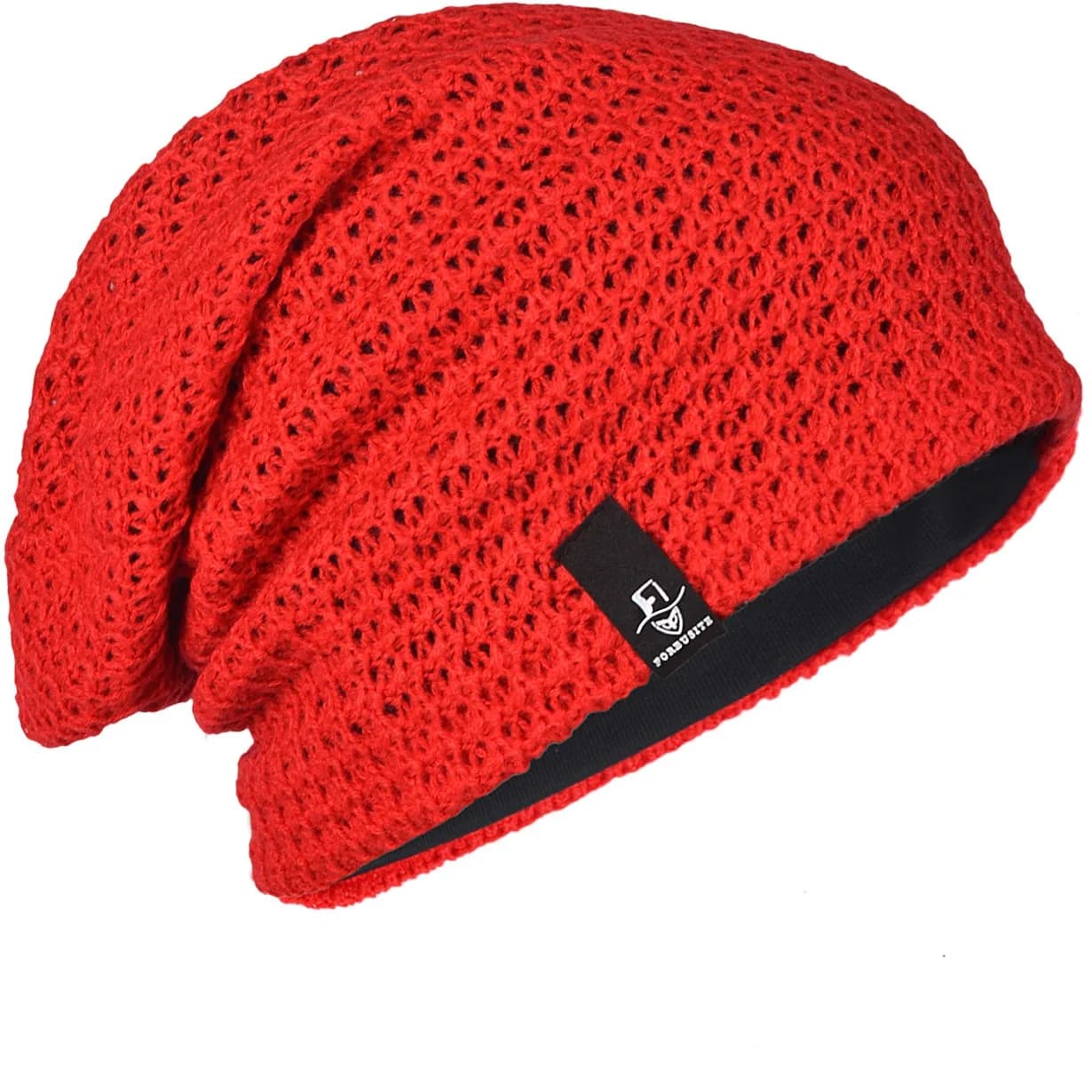 FORBUSITE Slouchy Oversized Beanie Knit Cap Red | Loose Fit for All Seasons — Red