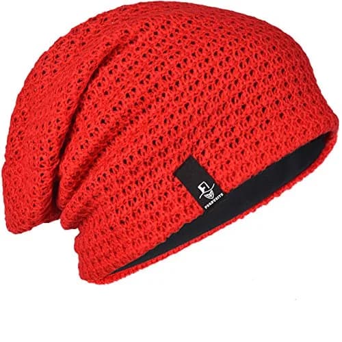 FORBUSITE Slouchy Oversized Beanie Knit Cap Red | Loose Fit for All Seasons thumbnail 1