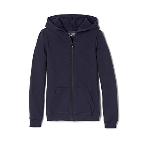 French Toast Girls' Zip Front Fleece Hoodie, Navy, L (10/12) | Cozy School Uniform Layer thumbnail 1