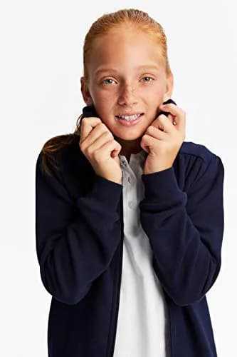 French Toast Girls' Zip Front Fleece Hoodie, Navy, L (10/12) | Cozy School Uniform Layer thumbnail 3