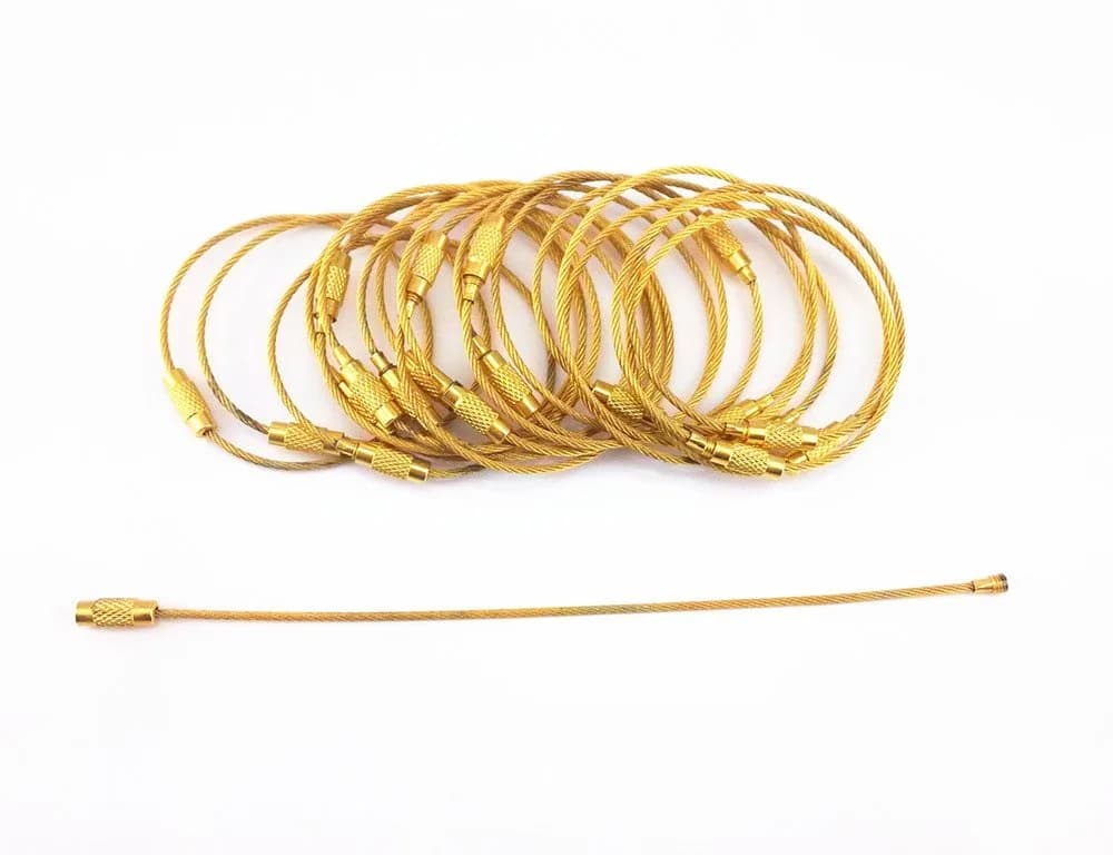 yueton 20pcs Stainless Steel Wire Keychain Cable Key Ring Gold | Lightweight & Durable — Gold